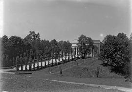 Lincoln Memorial : General view of Memorial and flanking trees from the southwest ; 5:30 PM