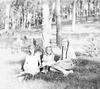 Three girls sitting under a tree