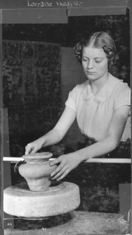 Loraine Weaver throwing pot