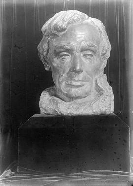 Copy (reduced) of a photo of marble bust of Lincoln by Borglum (loaned by Chicago Historical Soci...