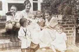 Wolcott family on porch